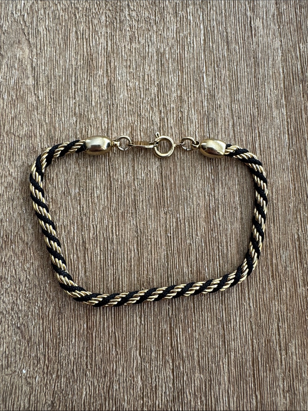 Gold and Black Rope Chain Bracelet
